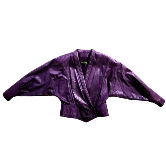 Danier 80's cut purple leather jacket - Picture 1 of 4